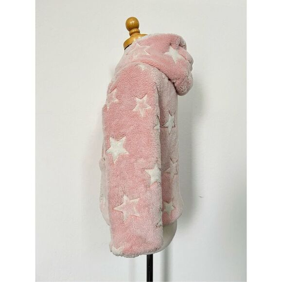 Me Jane Girls 4 Hooded Star Appliqué Faux Fur Jacket Coat - Picture 2 of 6